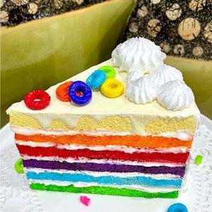 Faux  Handmade Rainbow Cake Slice